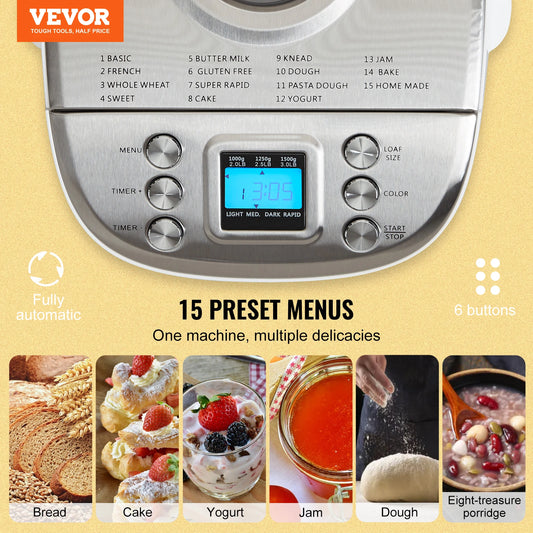 3 LB Bread Maker 15-in-1 Dough Machine