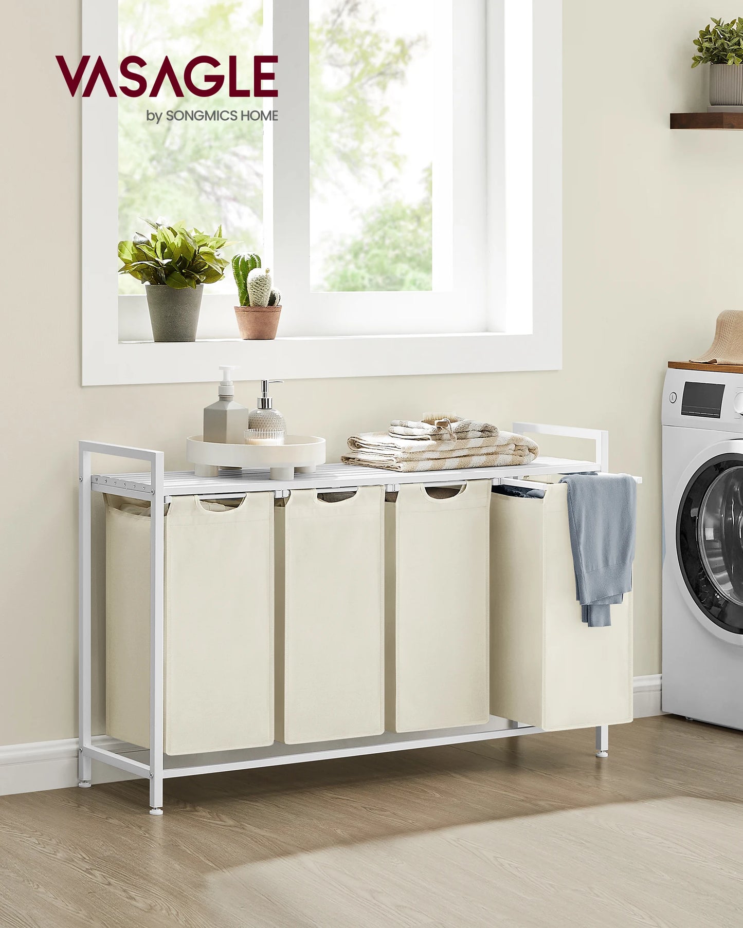 Laundry Hamper, 4 Pull-Out and Removable Bags
