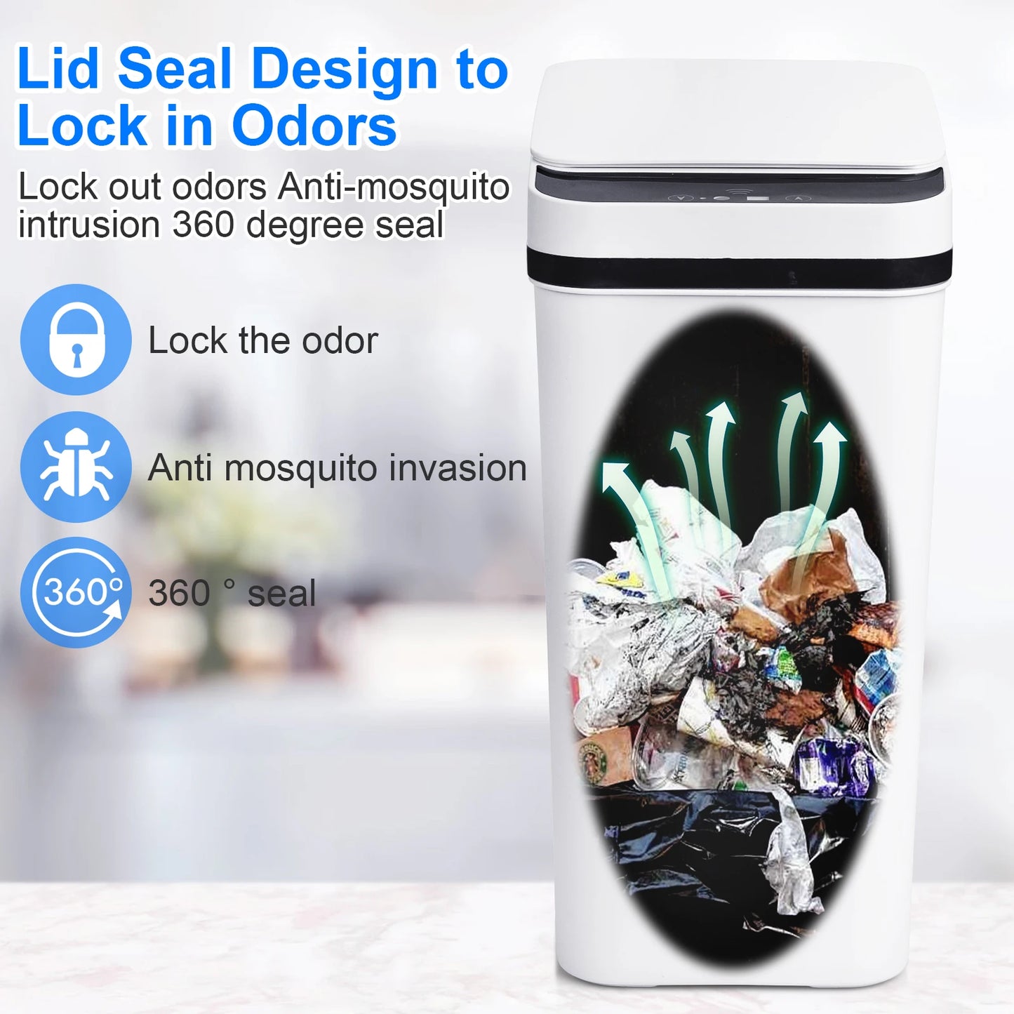 2 Pack Automatic Trash Cans Touchless Motion Sensor