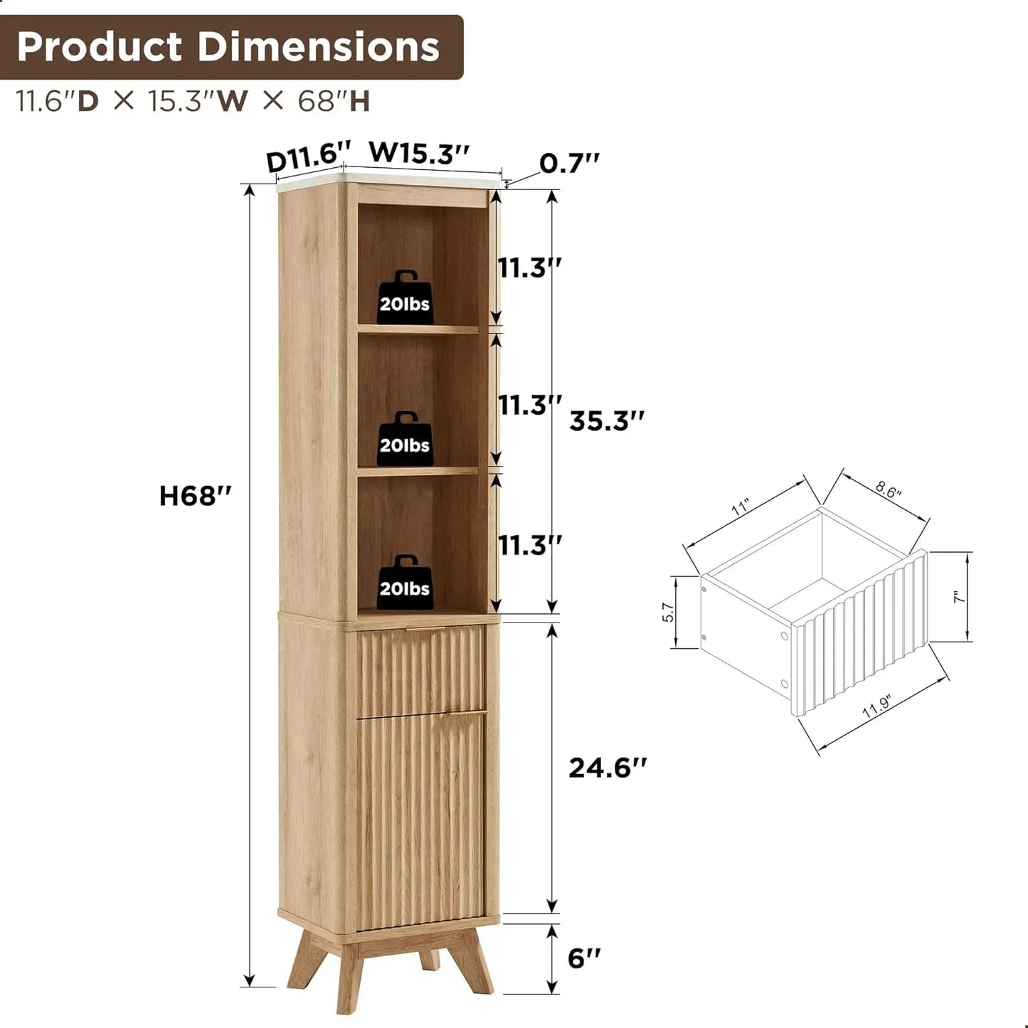 Tall Bathroom Narrow Storage Cabinet