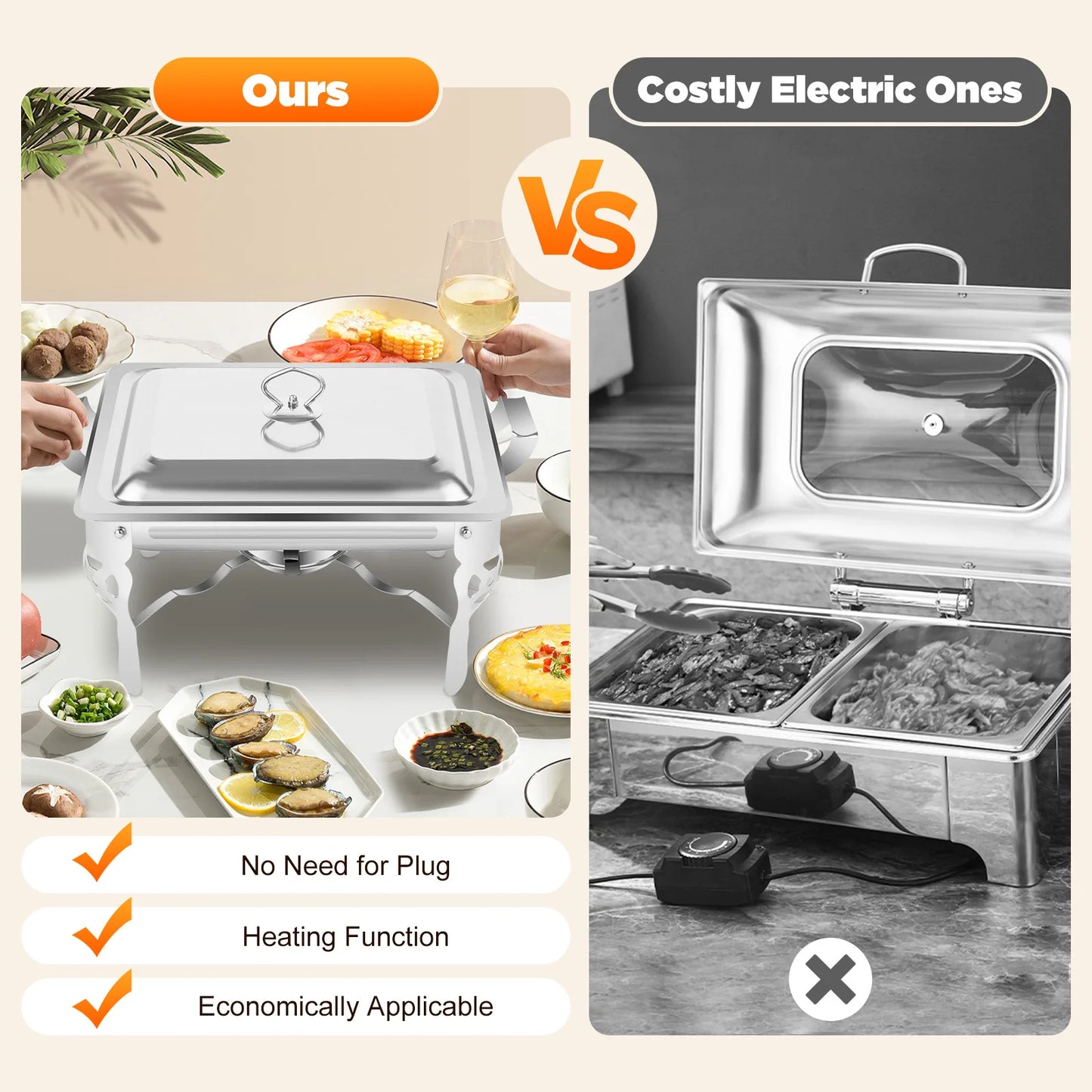 Chafing Dish Stainless Steel Food Warmer 6L/9L