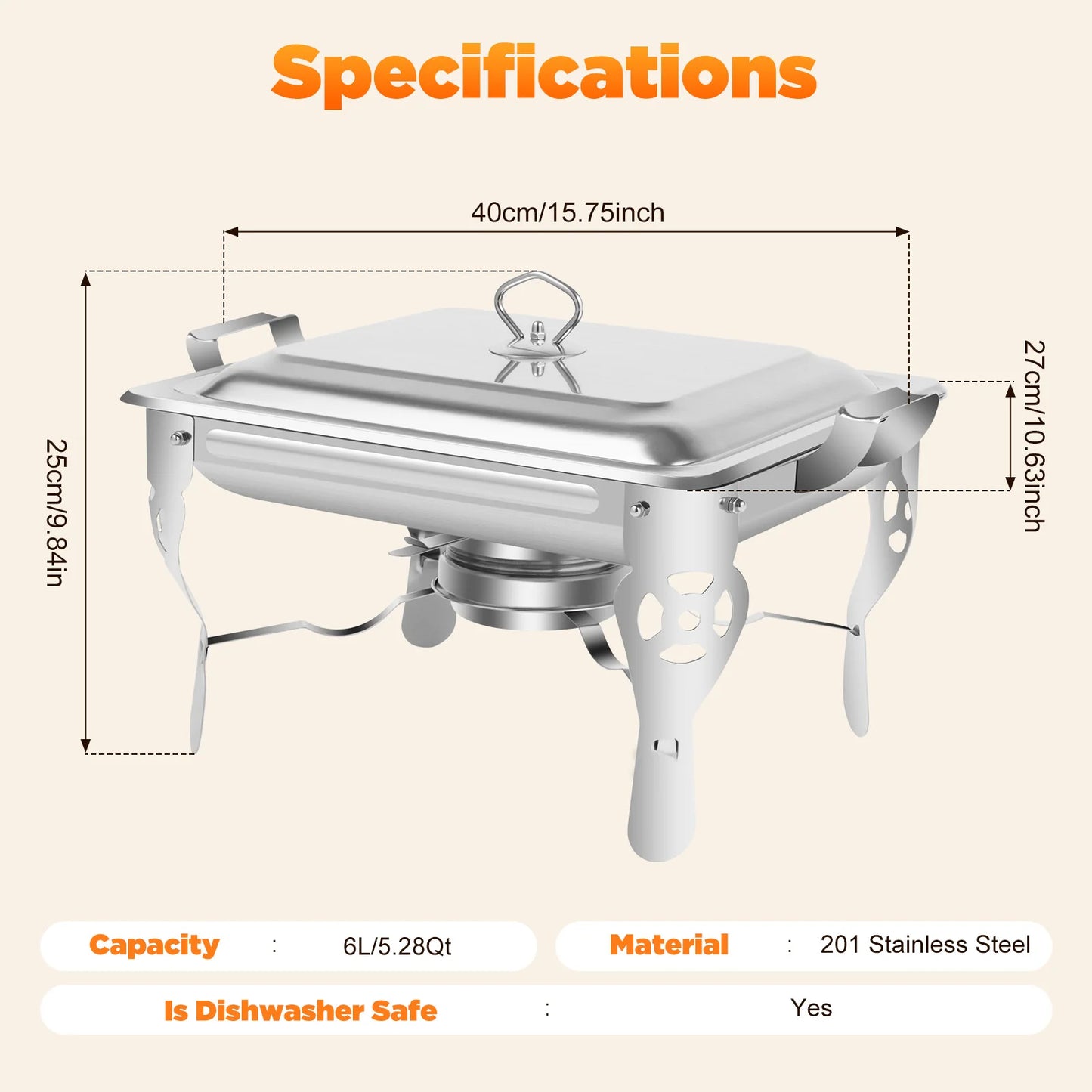 Chafing Dish Stainless Steel Food Warmer 6L/9L