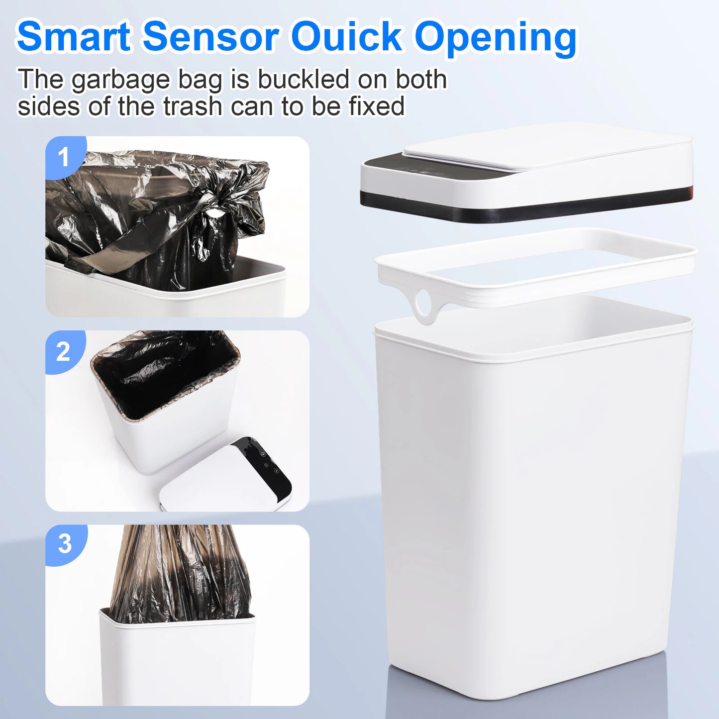 2 Pack Automatic Trash Cans Touchless Motion Sensor