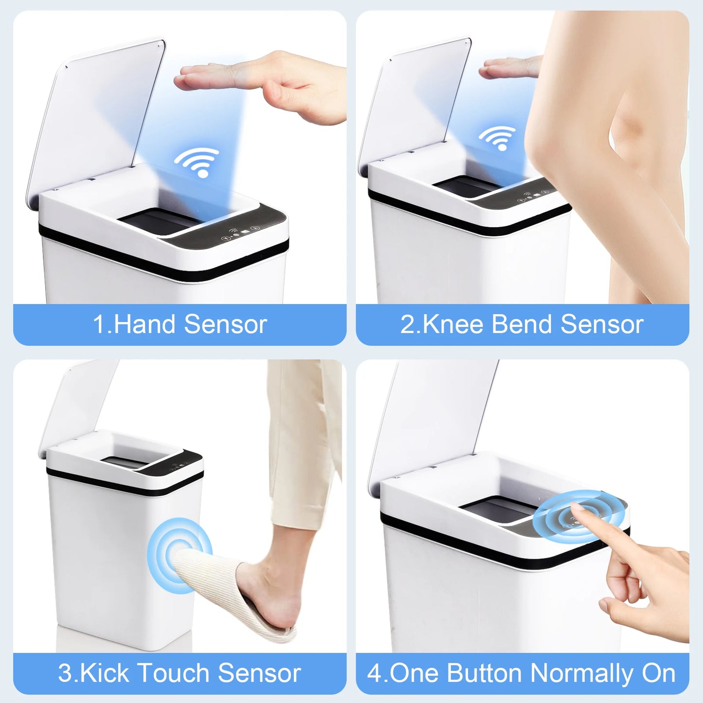 2 Pack Automatic Trash Cans Touchless Motion Sensor