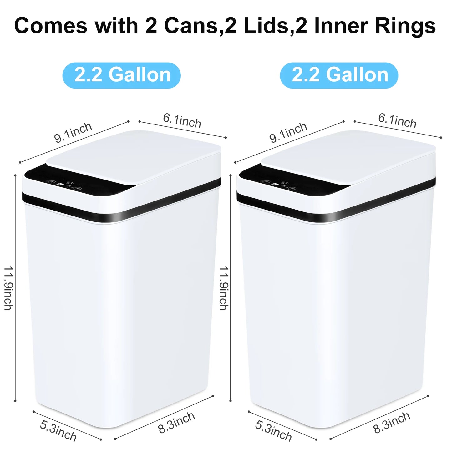 2 Pack Automatic Trash Cans Touchless Motion Sensor