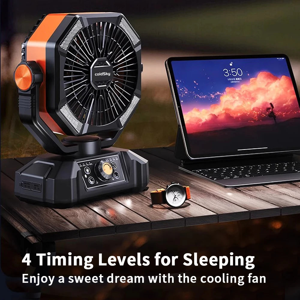 Camping Fan with 4 LED Lantern 8 Speeds