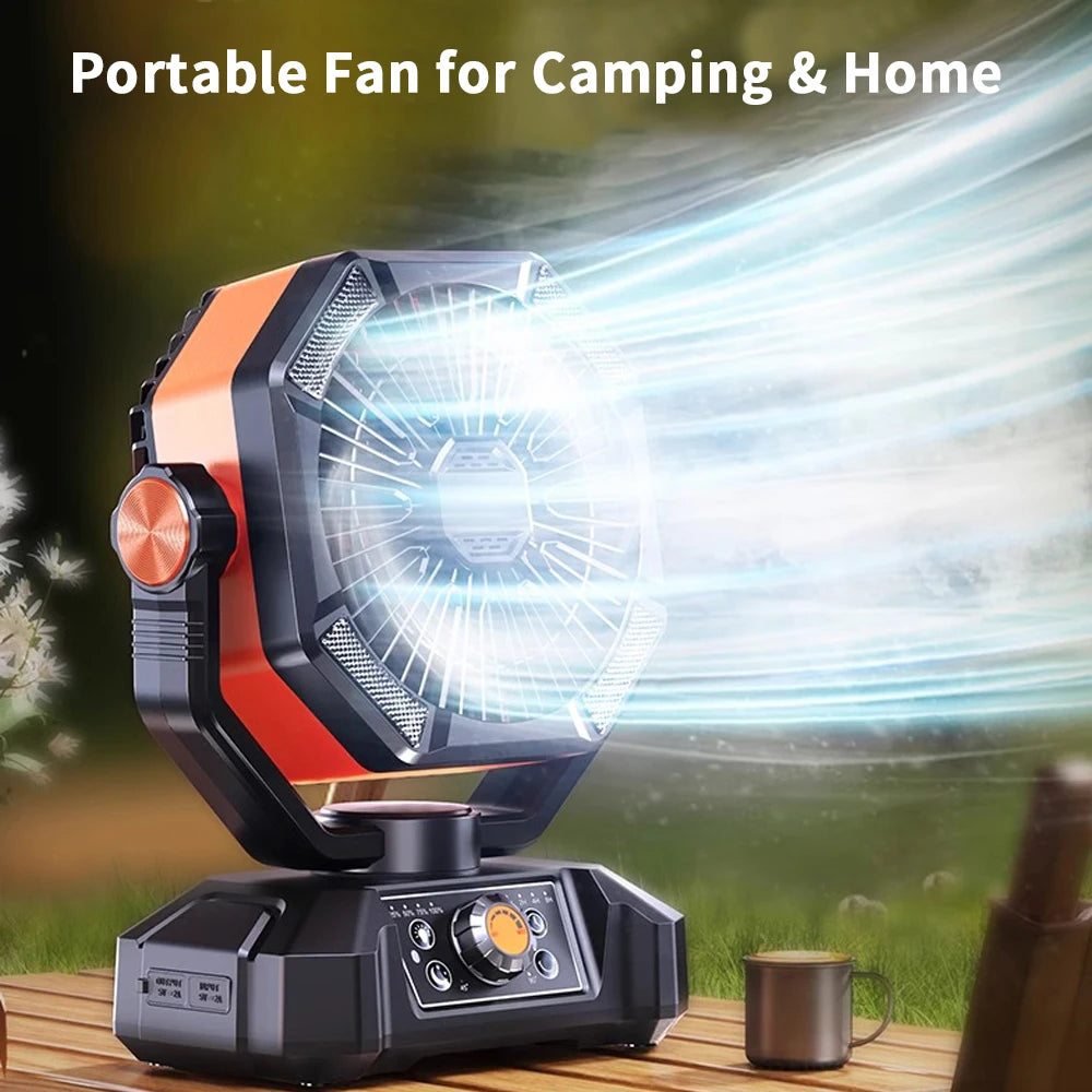 Camping Fan with 4 LED Lantern 8 Speeds